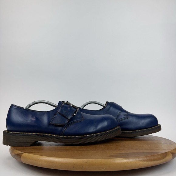 Mens Dr Martens Blue Leather VTG England Monk Strap Oxfords Size US 11‎ / UK 10